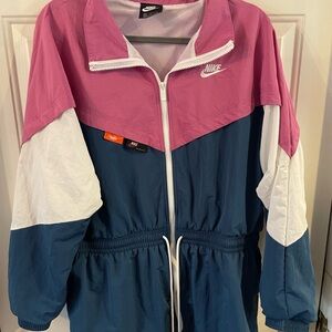 Nike Women's Pink, Blue, and White Jacket